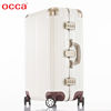 occa/鸥卡纯PC旅行箱女铝镁合金包角拉杆箱万向轮奶咖色行李