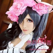 萌香家cosplay假发，黑执事分体式双马尾辫，夏尔女装版蓝灰混色