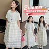 童装夏季女童白色，短袖t恤中长款半身裙蛋糕裙韩版洋气套装