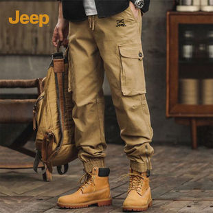 jeep吉普裤子男士，2024束脚工装裤男款美式多口袋休闲长裤男生