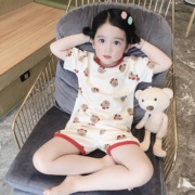 韩国儿童短袖短裤家居服套装女孩薄款睡衣男童空调服宝宝卡通夏装