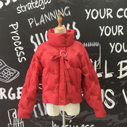 90%白鹅绒羽绒服刺绣大红色短款女秋冬高级感冬季小个子保暖外套