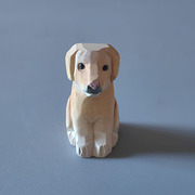 小狗木雕摆件可爱动物，拉布拉多犬纯手工木质手绘工艺品小众