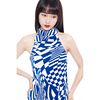 坂卜bambu小众设计感辣妹，连衣裙蓝色印花压褶挂脖吊带气质长裙女