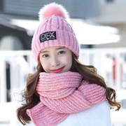 ja5冬季新洋气(新洋气)针织，毛线帽围巾两件套韩版百搭时尚保暖加绒帽女