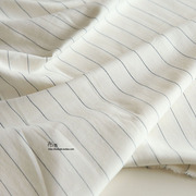 布悟白色棉麻色织条纹布料日式文艺桌布靠枕靠垫衣服裙子手工面料