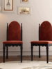 欧式复古高背书椅客厅单人椅绒布酒店餐椅设计师实木软包化妆凳