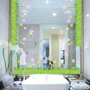 3d立体浴室卫生间镜面卡通猫咪墙贴纸贴画镜子边框装饰自粘小图案