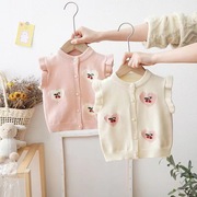 女童毛衣0-5岁宝宝春秋装儿童，开衫婴儿针织马甲，宝宝背心坎肩外套
