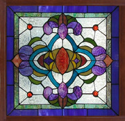 艺术教堂玻璃蒂凡尼屏风彩色，镶嵌门窗吊顶灯片装饰复古客厅