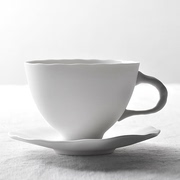 妙HOME日式哑光ins陶瓷杯碟套装纯白简约卡布奇诺拉花摩卡咖啡杯