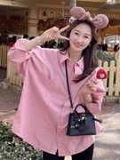 欧货时尚休闲纯色刺绣，衬衫女春季高级感韩版减龄百搭宽松开衫上衣