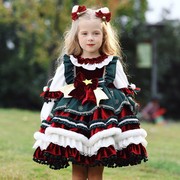 圣诞节服装洛丽塔女童公主裙冬季洋气厚款西班牙蓬蓬裙长袖连衣裙