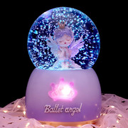 芭蕾舞公主水晶球八音盒女孩儿童，发光旋转音乐盒，摆件十岁生日礼物