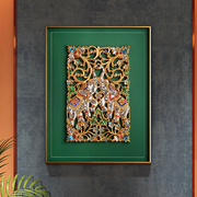 异丽泰国客厅木雕装饰画沙发背景壁画泰式会所玄关东南亚大象挂画