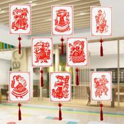 幼儿园中国风吊饰挂饰大厅，走廊创意民族风56五十六民族剪纸装饰