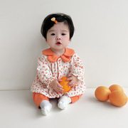 婴儿衣服秋季前开扣新生儿衣服韩版婴儿连体衣小碎花女宝宝衣服