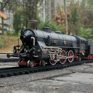奥乐电动合金蒸汽机冒烟仿真小火车模型轨道玩具德国古典机车套装