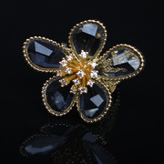 奢华高级感水晶宝石花朵戒指 夸张气质指环女时尚潮人韩国配饰品