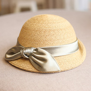 拉菲草法式双模礼帽，女夏季文艺小众草帽，出游逛街度假贝雷帽蝴蝶结
