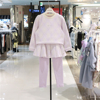 perimitz韩国童装2024年春女童甜美紫色套装，菱形格卫衣+裙裤