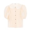 MIU MIU 女士粉色真丝褶皱白色彼得潘领泡泡短袖衬衫 MK1625-102-