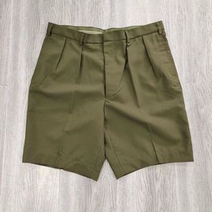 夏季绿色短裤男休闲薄款透气拉链西装，短裤中老年工装短裤子