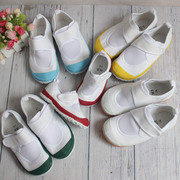 外贸原单日本教育鞋学生帆布鞋，幼儿园粘带浅口亲子鞋小白鞋室内鞋