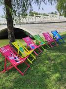 儿童沙滩椅沙滩椅折叠椅实木躺椅帆布椅午休椅靠椅简约户外便携陪