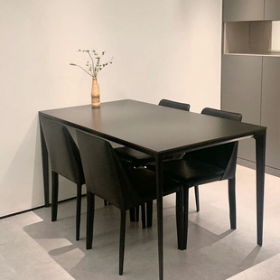 2022小户型意式极简餐桌椅太空，铝岩板餐桌黑白色饭桌网红餐桌
