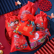 结婚抽绳糖果布袋回礼袋锦缎喜糖袋创意中国风复古烟糖袋喜糖盒子