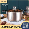 加厚不锈钢汤锅复合钢，电磁炉煲汤锅，26cm双耳锅锅具丹特美