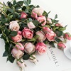 美式复古仿真花保加利亚玫瑰花束，单枝客厅假花摆件，花卉绢花花艺