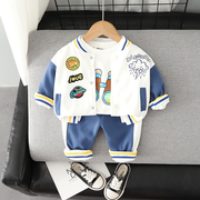 婴儿衣服春秋装时尚长袖开衫外套棒球服两件套一周岁男宝宝运动款