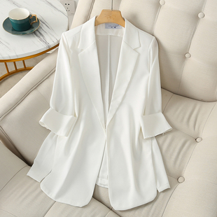 雪纺西装外套女韩版薄款上衣垂感2023宽松显瘦小众，白色西服女