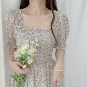 裙子女款2024夏季韩版修身显瘦气质，甜美碎花雪纺连衣裙