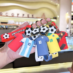 2022年足球杯明星球衣公仔钥匙扣球迷小纪念品C罗世界杯挂件