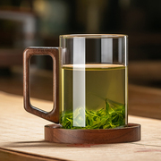 高硼硅玻璃茶杯带把手个人，专用男士办公室带盖家用耐高温泡绿茶杯