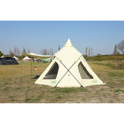 轻奢露营尖顶棉布帐篷5-8多人户外大空间家庭棉布野营豪华帐篷