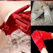 红色手套礼服新娘蕾丝秀禾结婚缎面，婚礼礼仪复古缎面短款中式白色