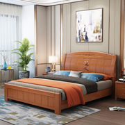 中式橡木实木床1.8米双人床家用木头床1.5m带抽屉储物床工厂