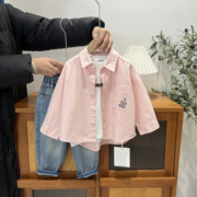 儿童春季卡通刺绣粉色衬衫外套21491