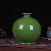 景德镇陶瓷工艺品时尚，绿色冰片梅瓶现代家居工艺品摆件