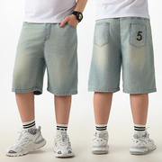 胖男童牛仔短裤夏季薄款运动五分裤中大童加肥加大码宽松休闲中裤
