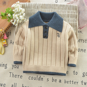 男童毛衣外套秋冬儿童，羊绒衫宝宝针织衫上衣套头，婴儿polo领毛线衣