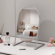 化妆镜子宿舍便携梳妆镜高级感卧室铁艺，轻奢桌面简约饰品店专用镜