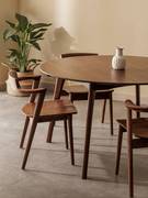 2023全实木餐桌圆桌北美黑胡桃木饭桌家用原木小户型新中式餐桌椅