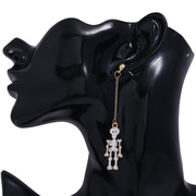欧美万圣节饰品创意，个性骷髅头耳环，吊坠合金滴油流苏耳环