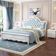欧派欧式实木床主卧1.8米白色，双人婚床现代简约美式软包公主