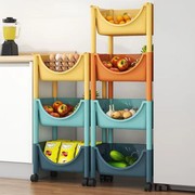 厨房蔬菜置物架收纳省空间，落地玩具小推车菜篮家用塑料储物1016c